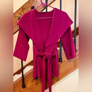 akira chicago Hooded Wrap Jacket red label Tie Front Raspberry SZ..Med